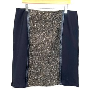 Boo Radley Solid Back Tweed Pencil Skirt Black Women's 14 NWT